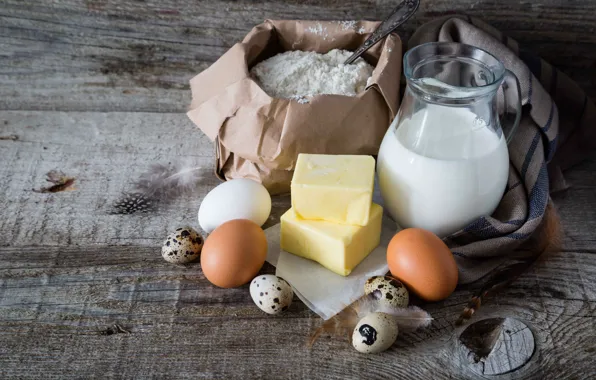 Picture table, oil, eggs, milk, cakes, background, flour, baking