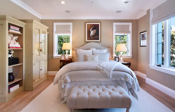 Picture room, bed, window, wardrobe, mansion, design, bedroom, interior
