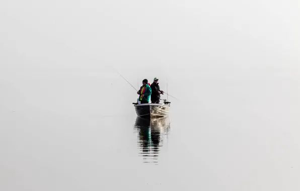 River, boat, fishermen