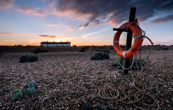 Sunset, shore, lifeline