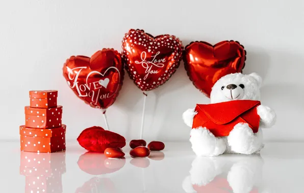 Picture balls, holiday, gift, romance, toy, heart, bear, Valentine's day