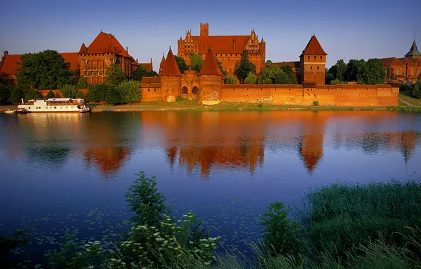 Lake, castle, Poland, castle, poland