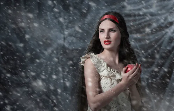 Picture snow, Apple, Snow white, fairy tale