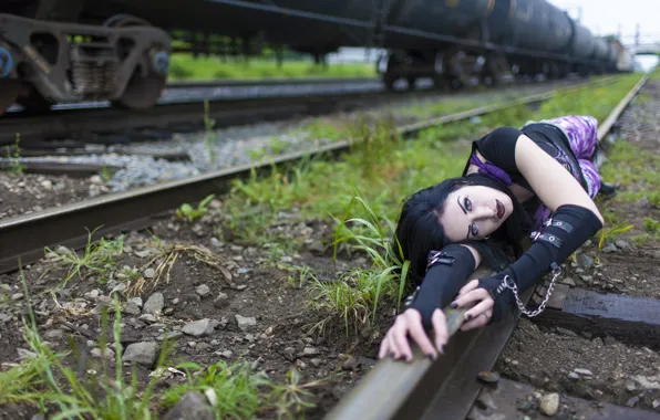 Girl, the situation, railroad