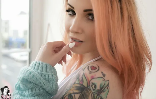 Picture Look, Model, Tattoo, Red, Beauty, Suicide Girls, Cutie