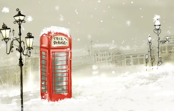 Snow, figure, Winter, lantern, phone