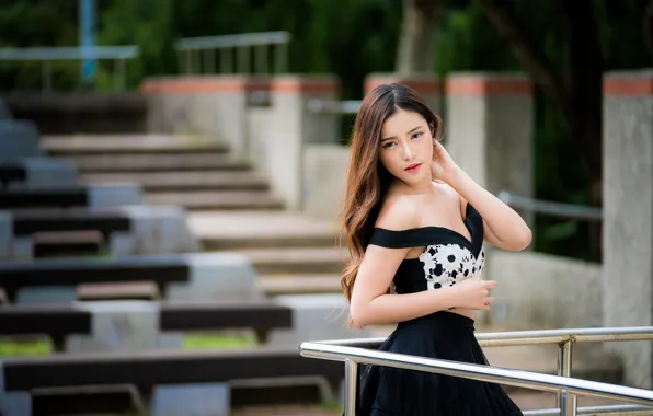 Girl, Asian, cutie, bokeh