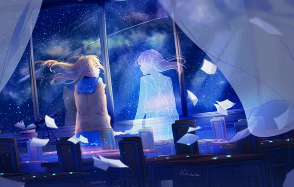 Picture girl, Ghost, classroom