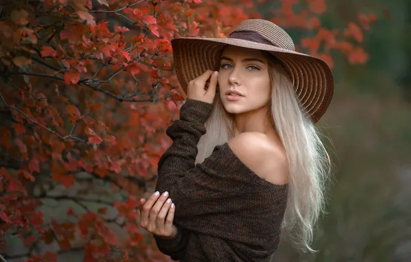 Look, Girl, hat, shoulders, Albert Forest, Daria, Gordeuk