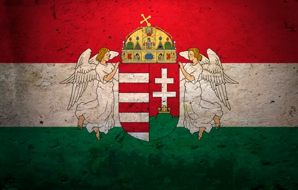 Color, angels, flag, coat of arms, Hungary, Hungary