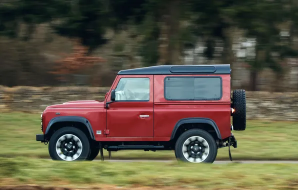 Red, movement, SUV, Land Rover, side, 2018, Defender, V8