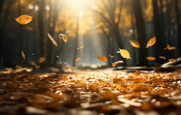 Autumn, forest, leaves, Park, background, forest, park, background