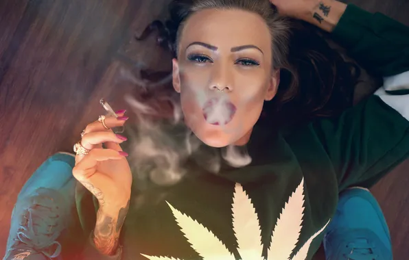 Girl, smoke, piercing, cigarette, tattoo, girl, model, Jack Russell photography