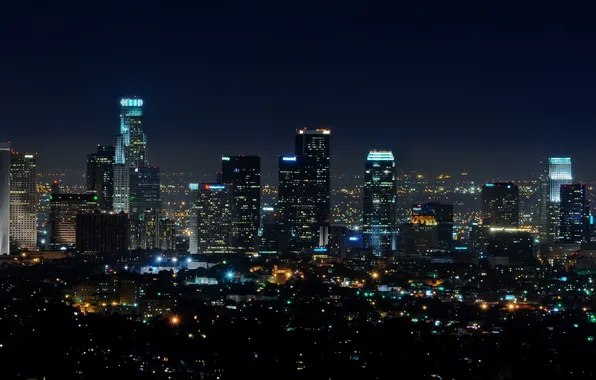 Night, lights, california, CA, night, usa, los angeles, downtown