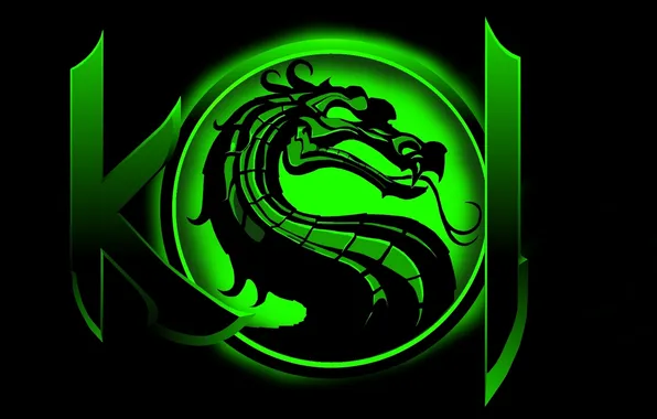 Green, color, art, Mortal Kombat, Dragon Logo