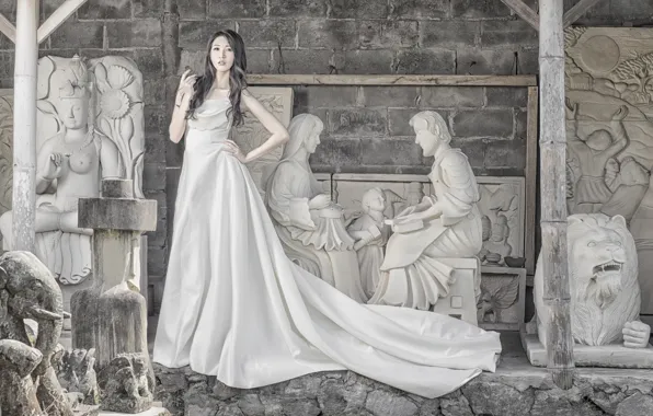 Girl, style, dress, Asian, sculpture