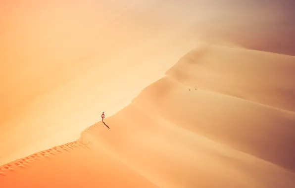 Picture girl, hot, desert, sand, sunny