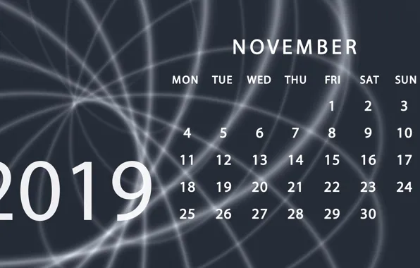Calendar, November, 2019