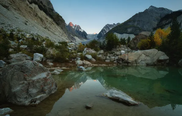 Glacier, gorge, Ossetia, Karaugom
