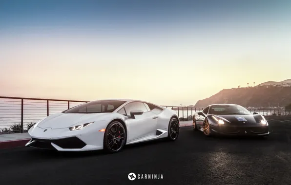 Lamborghini, White, Ferrari, Italy, Ferrari, 458, Black, Black
