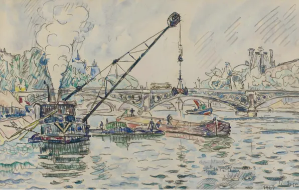 Figure, watercolor, 1927, Paul Signac, Paul Signac, Port Sorbonne University