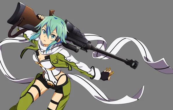Picture gun, weapon, anime, sniper, asian, manga, sword art online, japanese