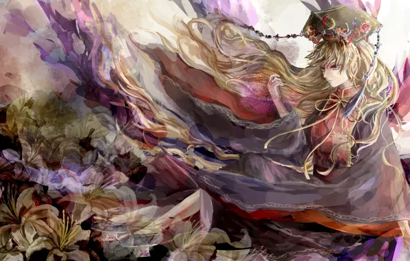 Girl, flowers, art, Touhou, Touhou