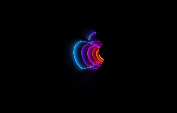 Picture Apple, black background, Logo, Colorful, Apple, Event 2022