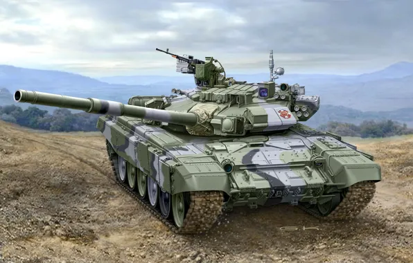Picture art, artist, tank, Russia, polygon, guns, exercises, weapons