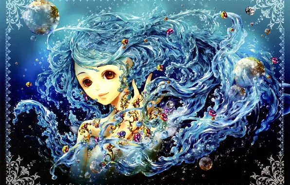 Look, water, girl, decoration, anime, art, We're Not Them