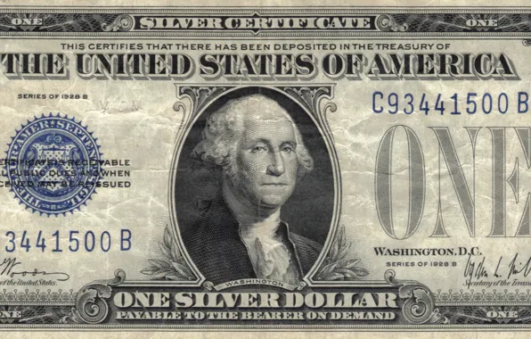 Picture silver, blue, Dollar, one, Washington You