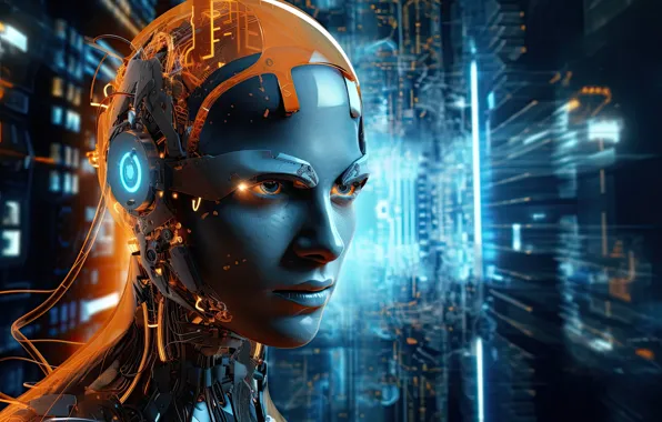 Machine, face, wire, robot, head, cyborg, mechanisms, the futuristic