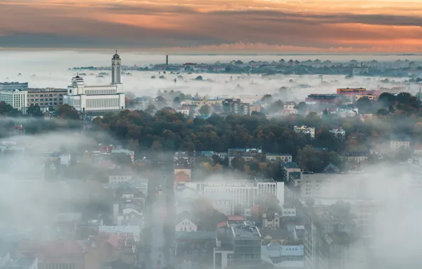 Lithuania, Kaunas, misty