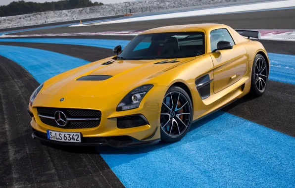 Yellow, Mercedes-Benz, Mercedes, AMG, SLS, the front, Black Series, AMG