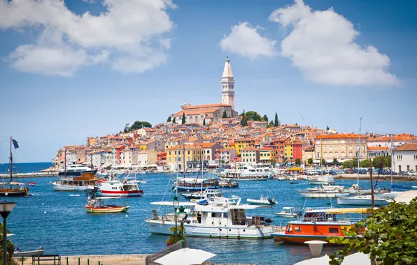 Sea, the city, boats, Croatia, Jadran, Rovinj, Rovinj