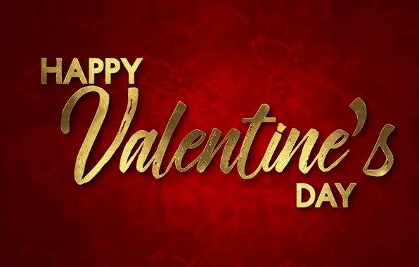 Red, golden, red background, romantic, Valentine's Day, Happy, letters, Valentine's Day