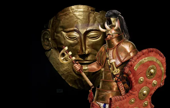Joan Francesc Oliveras Pallerols, Mycenaean Warrior, The Mask of Agamemnon, Mycenaean warrior, Mycenaean lavaget, Mycenaean …