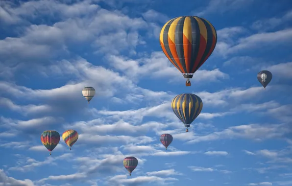 The sky, clouds, flight, balloon, parade