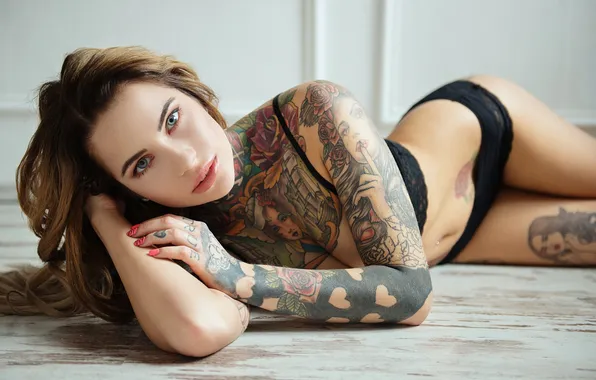 Look, sexy, pose, model, body, panties, hands, makeup
