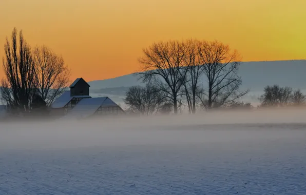 Picture winter, landscape, house, Germany, winter, Saxony