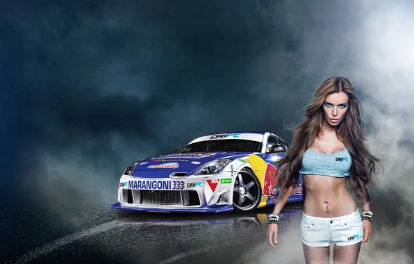 Picture machine, girl, Racing Car Sport, Nissan 350Z