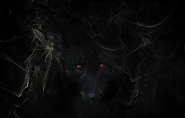 Picture smoke, wolf, by hankep