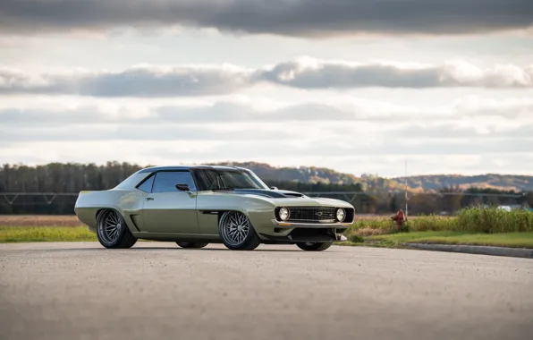 Road, Chevrolet, Clouds, 1969, Camaro, Lights, Drives, Chevrolet Camaro