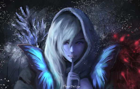 Look, girl, portrait, art, hood, DotA 2