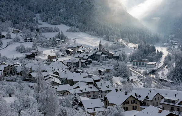 Picture winter, snow, home, Switzerland, municipality, Filisur, the Canton of Grisons