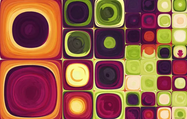 Orange, green, squares, colorful, colorful