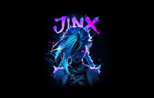 Picture League of Legends, Arcane Jinx, Neon art