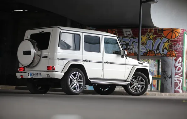 White, wall, graffiti, jeep, Mercedes, wall, white, Mercedes
