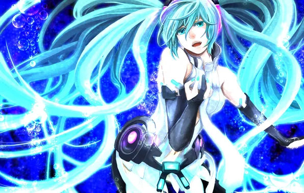 Girl, bubbles, vocaloid, hatsune miku, Vocaloid, miku append