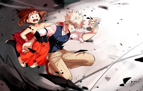 Art, guy, Boku no Hero Academy, My hero Academy, Bakuga Katsuki, Ochako